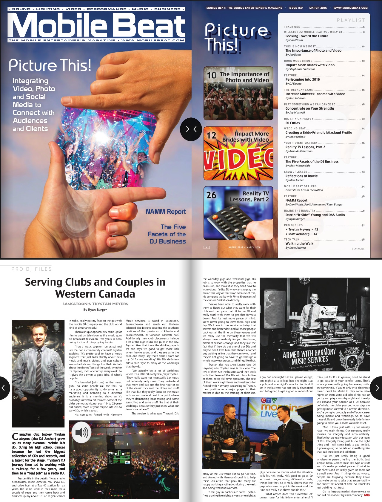 Saskatoon DJ Anchor of Armed With Harmony featured in Mobile Beat Magazine The Worlds Biggest Mobile & Club DJ Mag