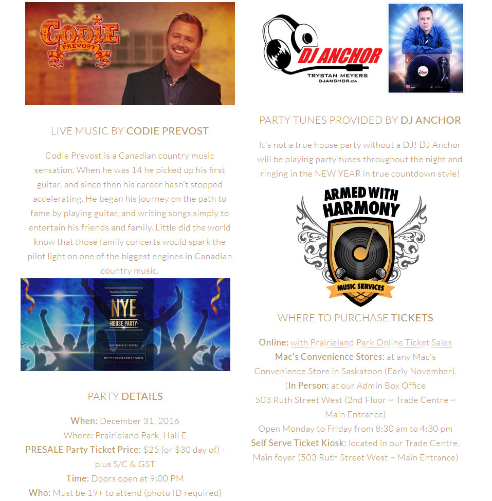 Saskatoon New Years Eve Party 2016 YXE Prairieland Park - Dj Anchor Codie Prevost Armed With Harmony - Image 1