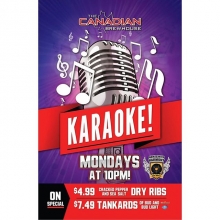 Tonight The Canadian Brewhouse (Preston Avenue) Come say bye to your favourite manager Natasha & sing her some songs! Karaoke From 10-2am with $4.99 Dry Ribs and $7.49 Tankards of Bud & Bud Lights #CDNBrewhouse﻿