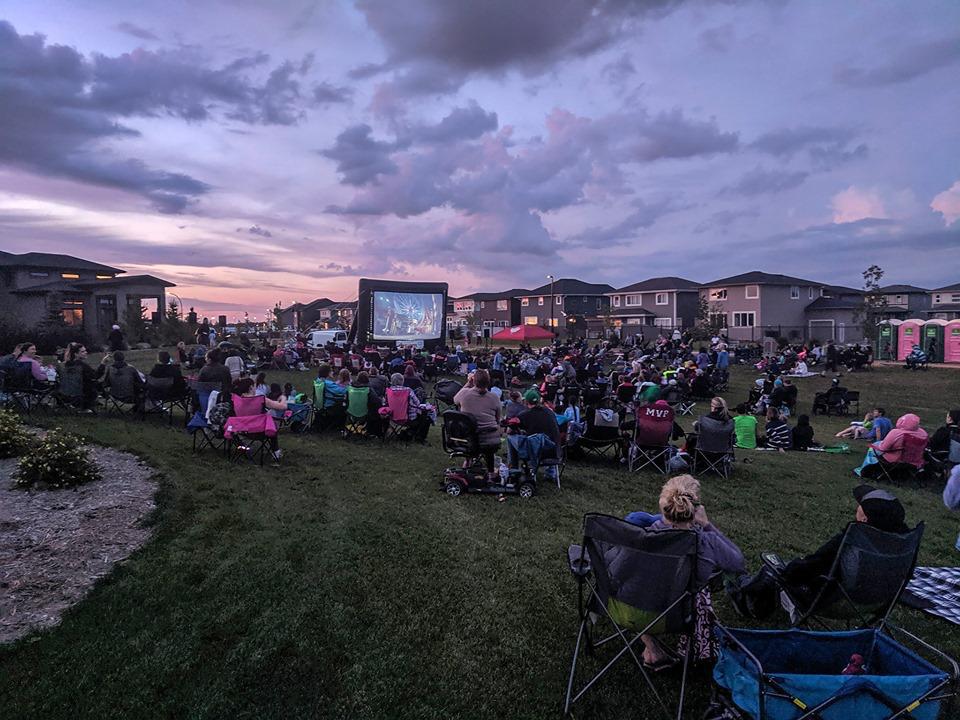 Saskatoon Saskatchewan YXE Pop Up Drive In Movie Screen Outdoor Theatre Cinema Under The Stars Armed With Harmony