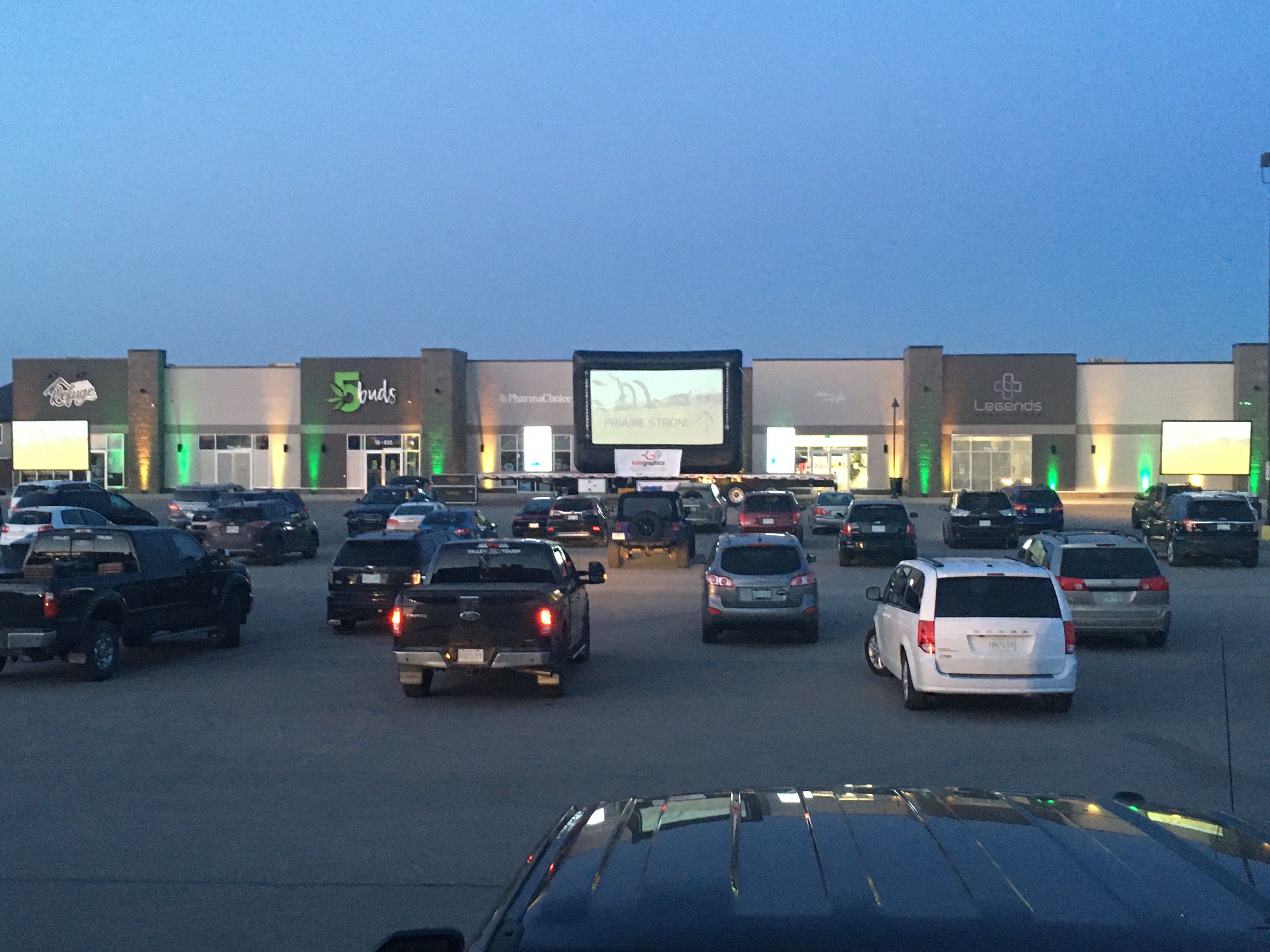Saskatoon Saskatchewan YXE Pop Up Drive In Movie Screen Outdoor Theatre Cinema Under The Stars Armed With Harmony