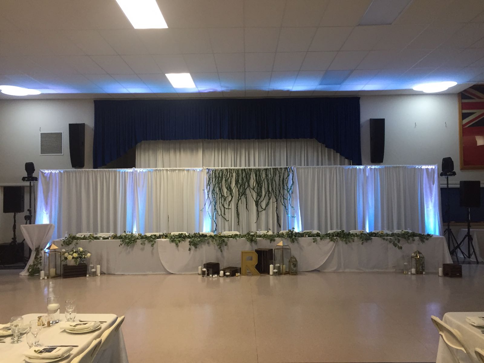 Saskatoon YXE Pipe  Drape Rentals Wedding Head Table Backdrop Linen
