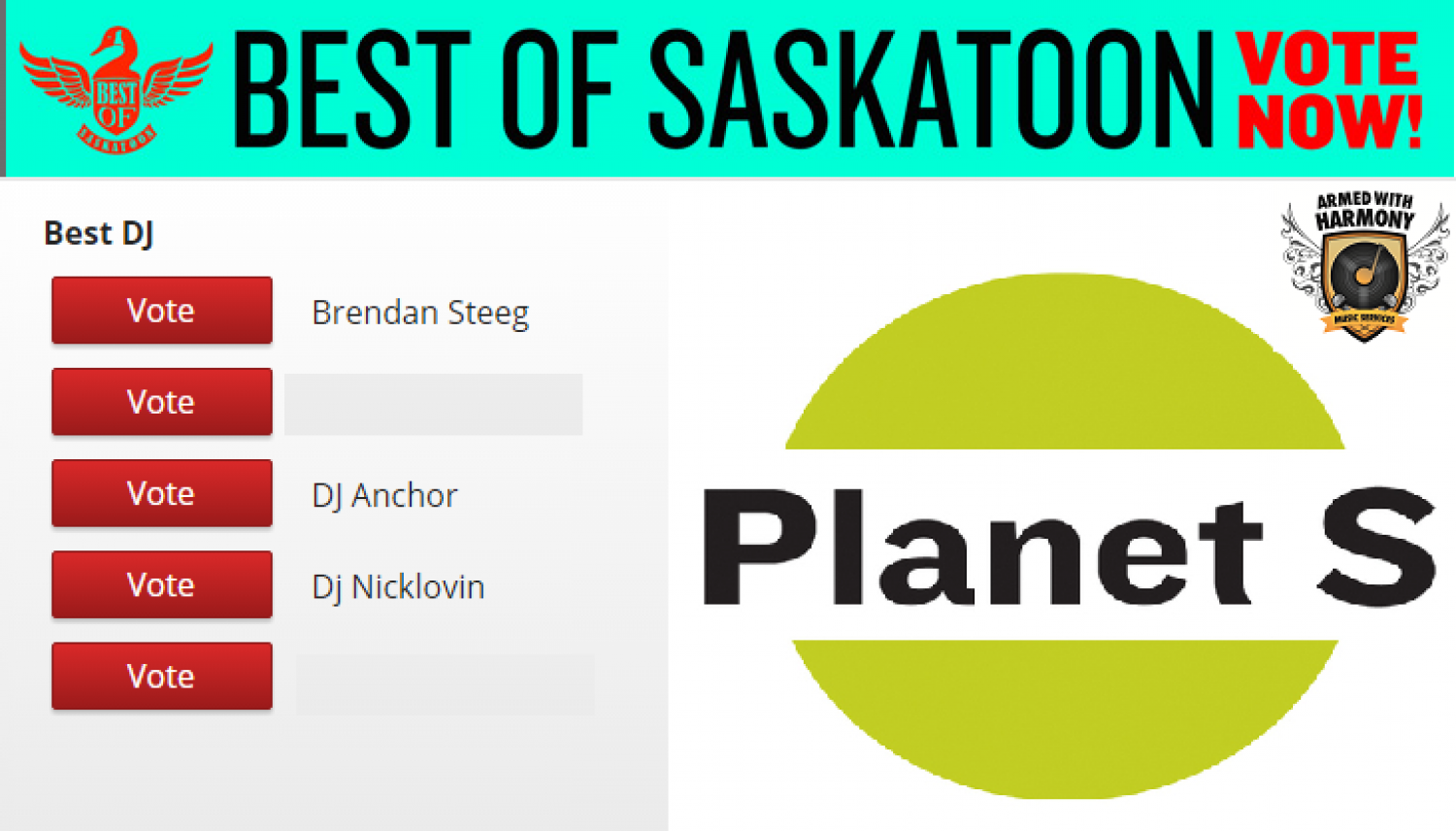 Armed With Harmony DJ's Voted Best DJs In Saskatoon 3x