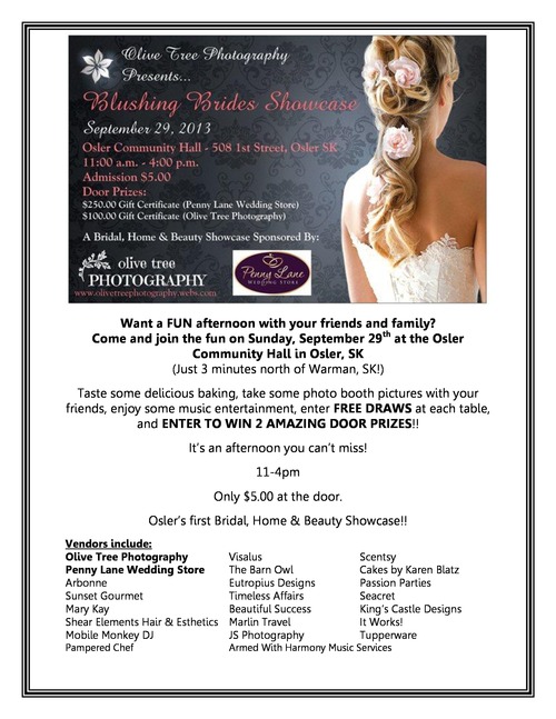 Osler Bridal Show This Weekend Sunday Sept 28th!
