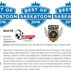 3 Armed With Harmony DJs, Dj Anchor, Dj Haywire, Arioso Voted As "Best Saskatoon DJ" By Planet S Magazine